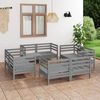 vidaXL Garden Lounge Set Grey Solid Pine Wood 8 Piece Set Modular