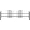 vidaXL Garden Fence with Spear Top Steel 141.3"x39.4" Black
