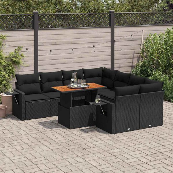 vidaXL Garden Sofa Set Black