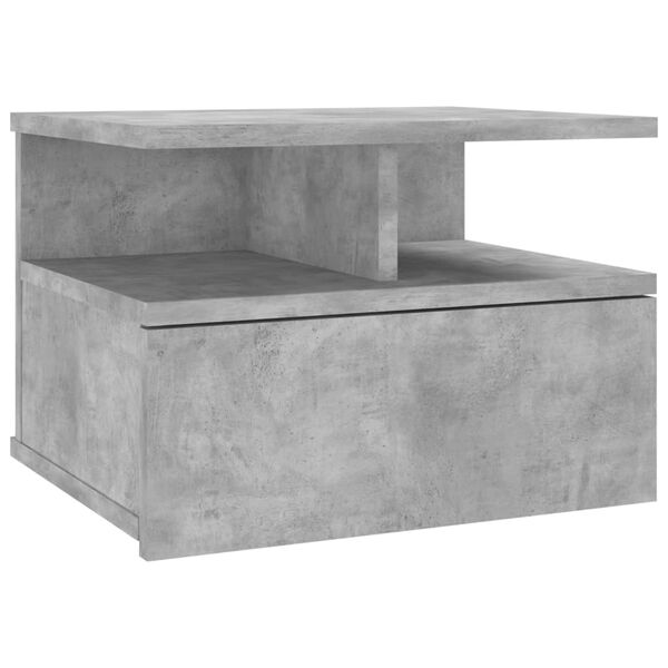 vidaXL Floating Nightstand Concrete Grey Engineered Wood Compact
