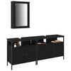vidaXL Bathroom Vanity Units with Shelf 3 pcs Black Engineered wood