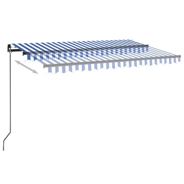 vidaXL Retractable Awning Blue and White Powder-coated aluminum