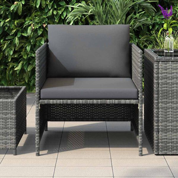 vidaXL Garden Sofa Grey PE rattan, steel 23.6 in x 23.6 in Modular