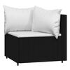 vidaXL Patio Corner Sofa Black PE rattan, powder-coated steel, polyester