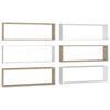 vidaXL Wall Shelf Set of 6 White Engineered Wood 31.5x5.9x10.4 in