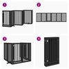 vidaXL Dog Gate Set of 6 Black Solid Poplar wood Foldable Dog Gate
