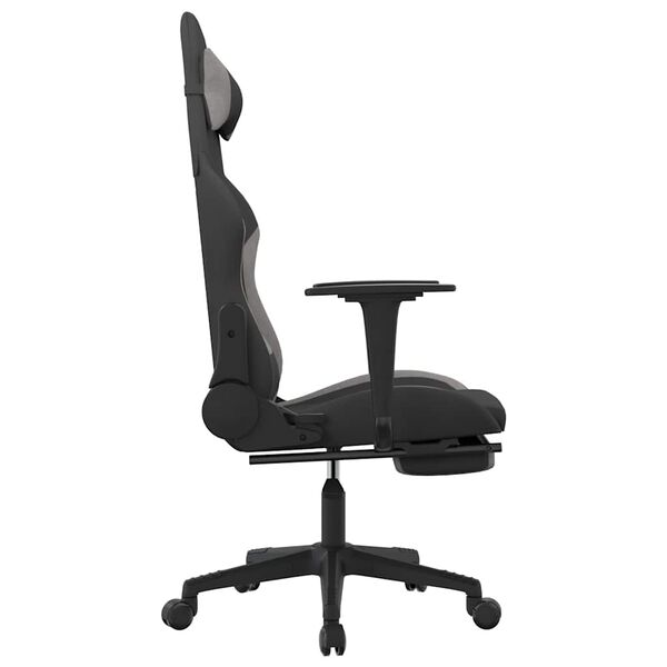 vidaXL Gaming Chair Black and Light Grey Polyester, Metal, Plywood, Plastic