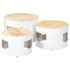 vidaXL Outdoor Bar Table Set of 3 White and natural wood Solid Mango Wood