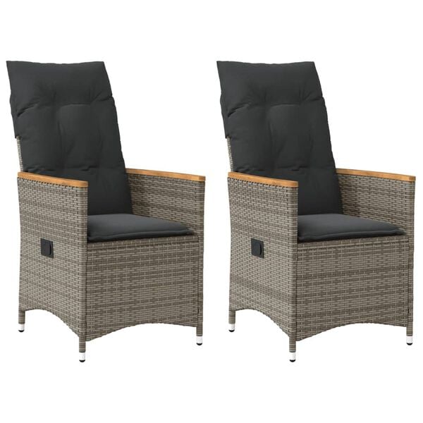 vidaXL Reclining Garden Chair Set of 2 Grey