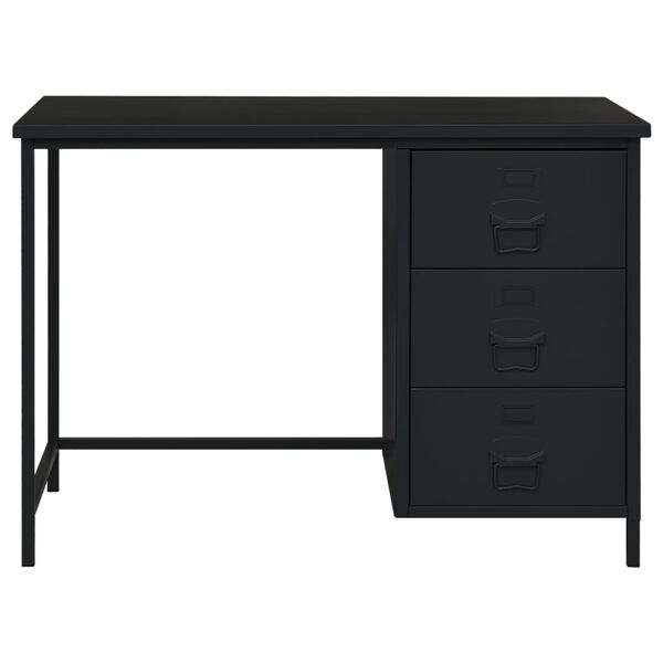 vidaXL Desk Black Steel Medium Smooth Sliding Desk Rectangular