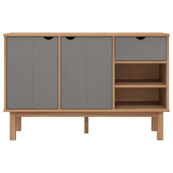 vidaXL Sideboard Brown and Grey Solid pine wood, engineered wood