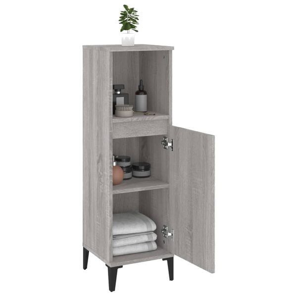 vidaXL Bathroom Cabinet Grey sonoma Engineered wood, metal