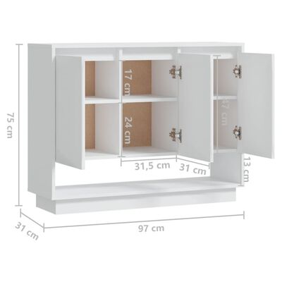 vidaXL Sideboard White 38.2"x12.2"x29.5" Engineered Wood