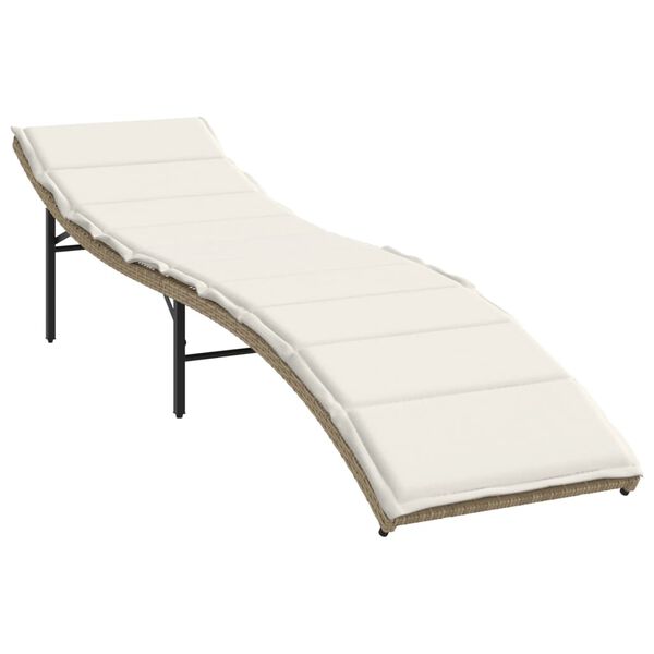vidaXL Sun Lounger Beige PE Rattan Extra Long Adjustable Armrests