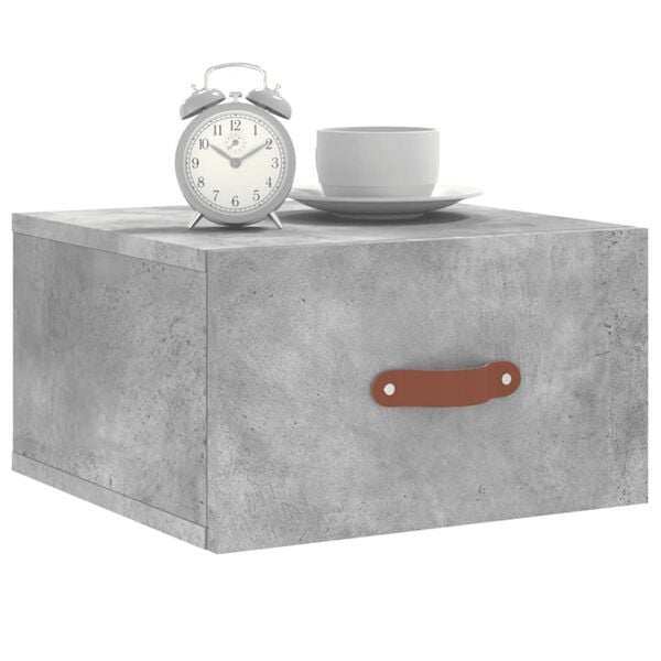 vidaXL Wall-mounted Bedside Cabinet Set of 2 Concrete Grey Engineered wood