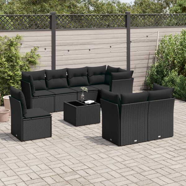 vidaXL Garden Sofa Set Black