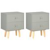 vidaXL Bedside Cabinet Set of 2 Grey MDF and Solid Pine Wood