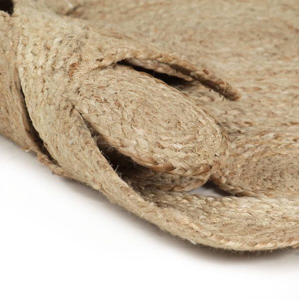 vidaXL Area Rug Natural Braided jute 59.1 in diameter Decorative Inlays