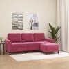 vidaXL 3-Seater Sofa with Footstool Wine Red 70.9" Velvet
