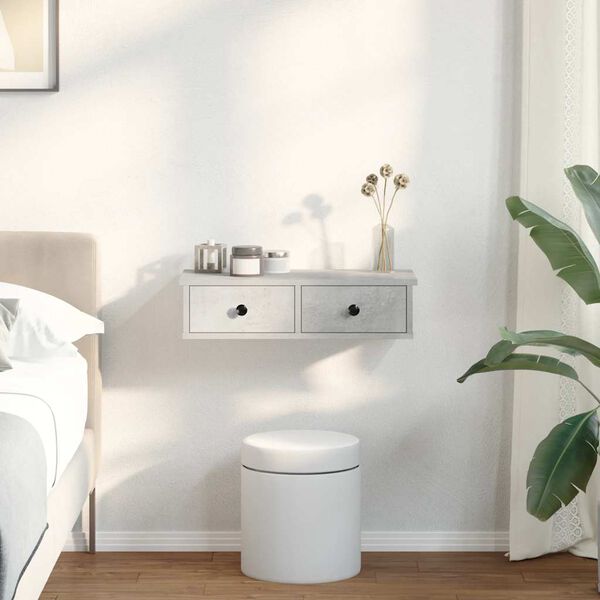 vidaXL Wall Shelf Concrete Grey Engineered Wood Medium Wall Shelf