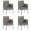 vidaXL Garden Chair Set of 4 Grey, Dark Grey