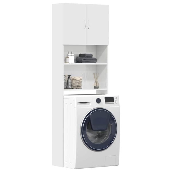 vidaXL Washing Machine Cabinet High Gloss White 25.2x9.4x74.8" Engineered Wood