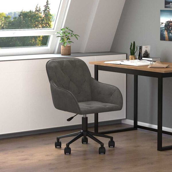 vidaXL Office Chair Dark Gray Velvet Adjustable Height-Adjustable