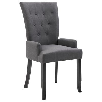 vidaXL Dining Chair with Armrests Dark Gray Fabric