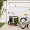 vidaXL Pet Bike Trailer Green and Grey Oxford fabric, Iron, PVC
