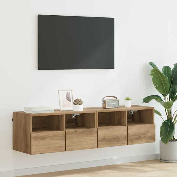 vidaXL TV Wall Cabinets 2 pcs Artisan Oak 23.62 x 11.81 x 11.81 in
