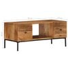 vidaXL Coffee Table Brown, Black Solid Mango Wood, Steel 35.4x17.7x15.7 in