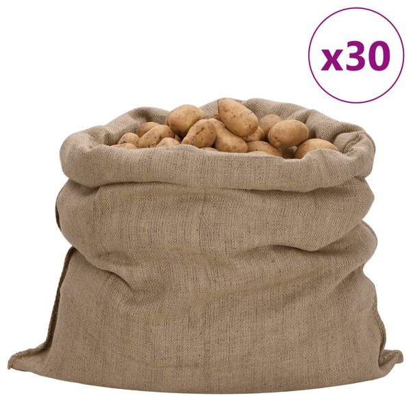 vidaXL Jute Sacks 30 pcs 39.4x43.3" 100% Jute 340 gsm