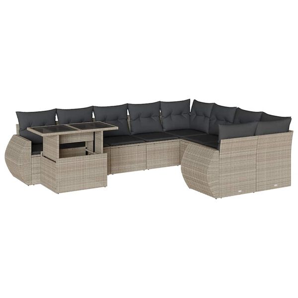 vidaXL Garden Sofa Set Light Grey, Anthracite PE Rattan, Powder-Coated Steel