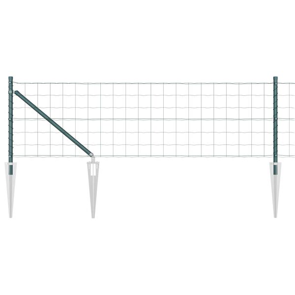 vidaXL Fence with Post Green 2.62 x 32.81 ft Steel