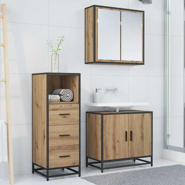 vidaXL Bathroom Furniture Set Artisan Oak 13.78 x 14.76 x 39.37 in