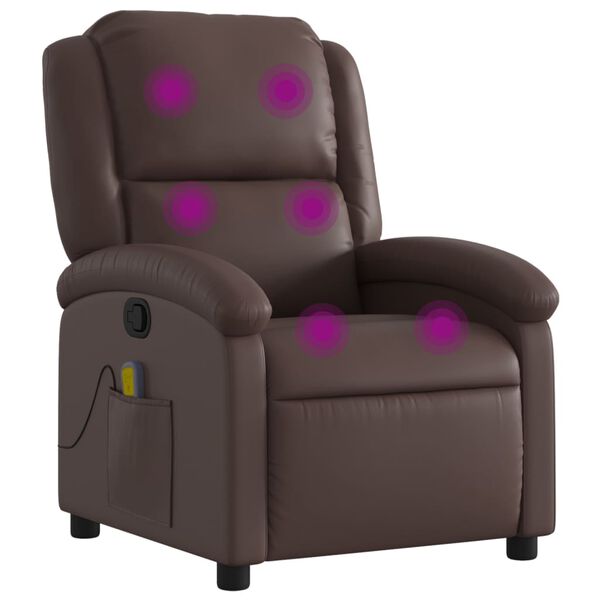 vidaXL Massage Recliner Chair Brown