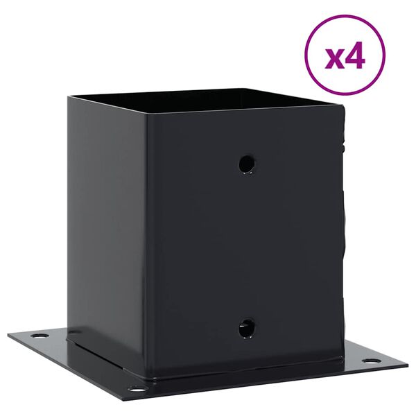 vidaXL Post Bases Square 4 pcs Anthracite 3.98x3.98" Powder-coated Steel