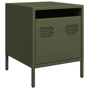 vidaXL Bedside Cabinet Olive Green Cold-rolled steel Medium