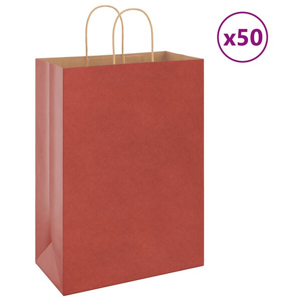 vidaXL Paper Bags 50 pcs with Handles Red 32x17x44 cm