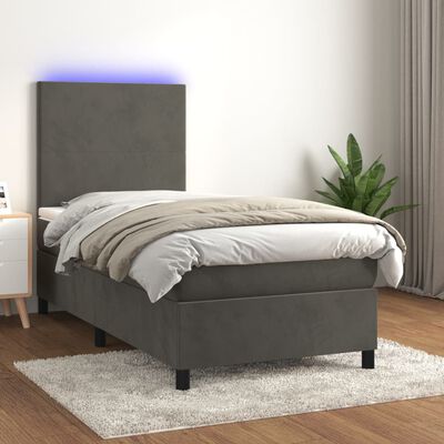 Leed straal Assert vidaXL Box Spring Bed with Mattress&LED Dark Gray Twin XL Velvet |  vidaXL.com