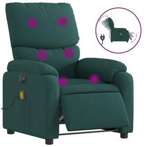 vidaXL Electric Massage Recliner Chair Dark Green Polyester, Metal, Plywood