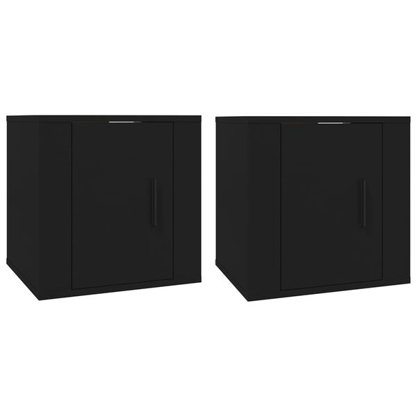 vidaXL Wall Mounted Tv Cabinet Set of 2 Black Engineered wood Medium