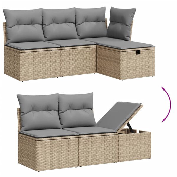vidaXL Garden Sofa Set Beige, Light grey
