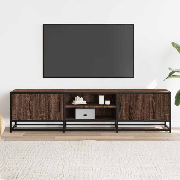 vidaXL TV Cabinet Brown oak Engineered wood, Metal Large TV Cabinet