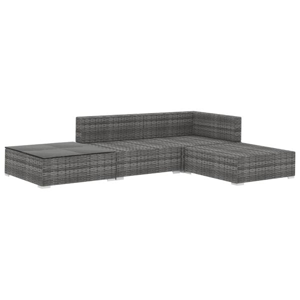 vidaXL Garden Lounge Set Grey Poly Rattan Medium Modular