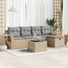 vidaXL Garden Sofa Set Beige Poly Rattan 6 Piece Sofa Set