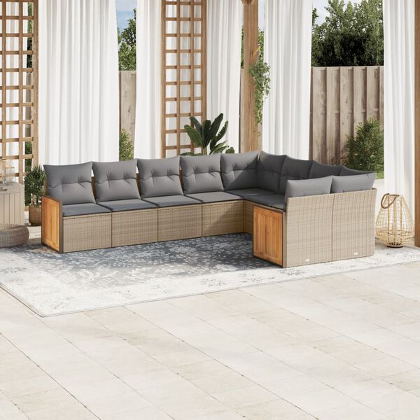 vidaXL Garden Sofa Set Beige Poly Rattan