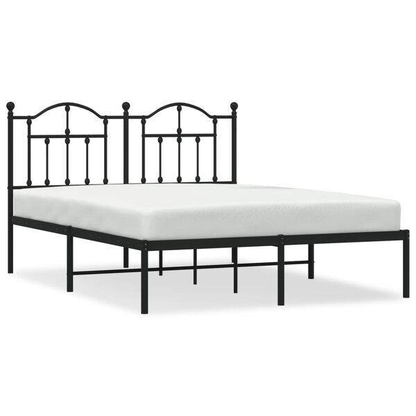 vidaXL Bed Frame Black Powder-coated steel 55.1 x 78.7 in Bed Frame