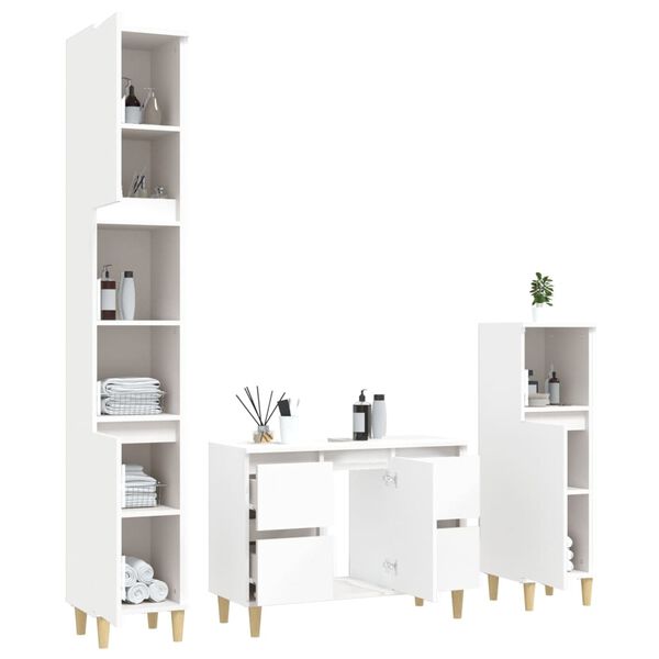 vidaXL Bathroom Furniture Set White Engineered wood, Solid eucalyptus wood