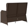 vidaXL Reclining Patio Bench Brown PE Rattan, Powder-Coated Steel, Polyester